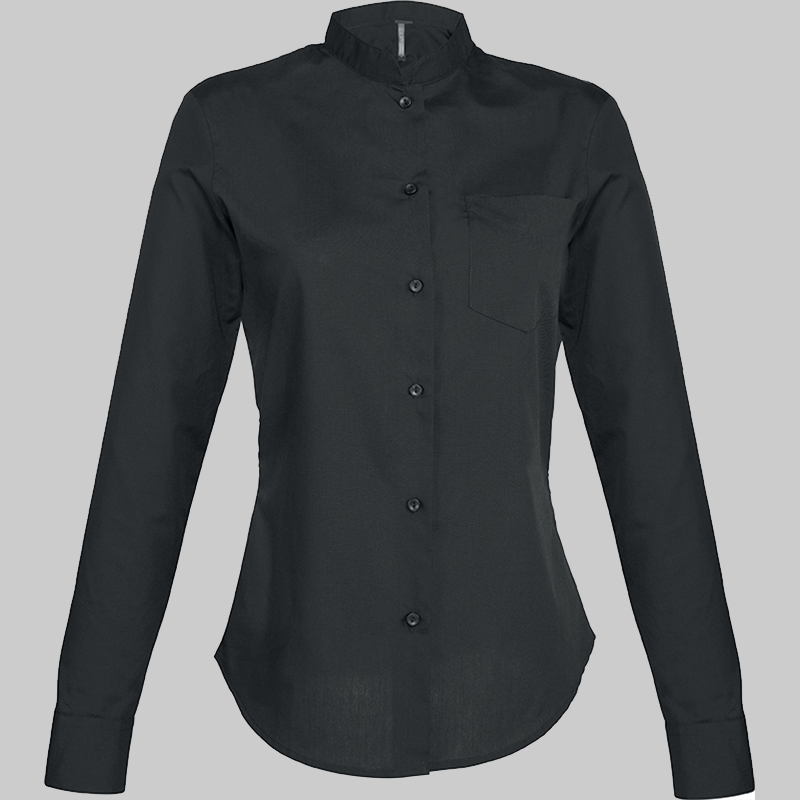 M2K514 - CAMISA DE SENHORA COM GOLA À PADRE MANGA COMPRIDA