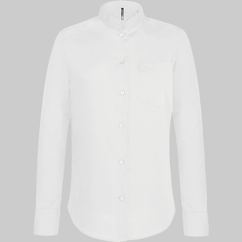 M2K514 - CAMISA DE SENHORA COM GOLA À PADRE MANGA COMPRIDA