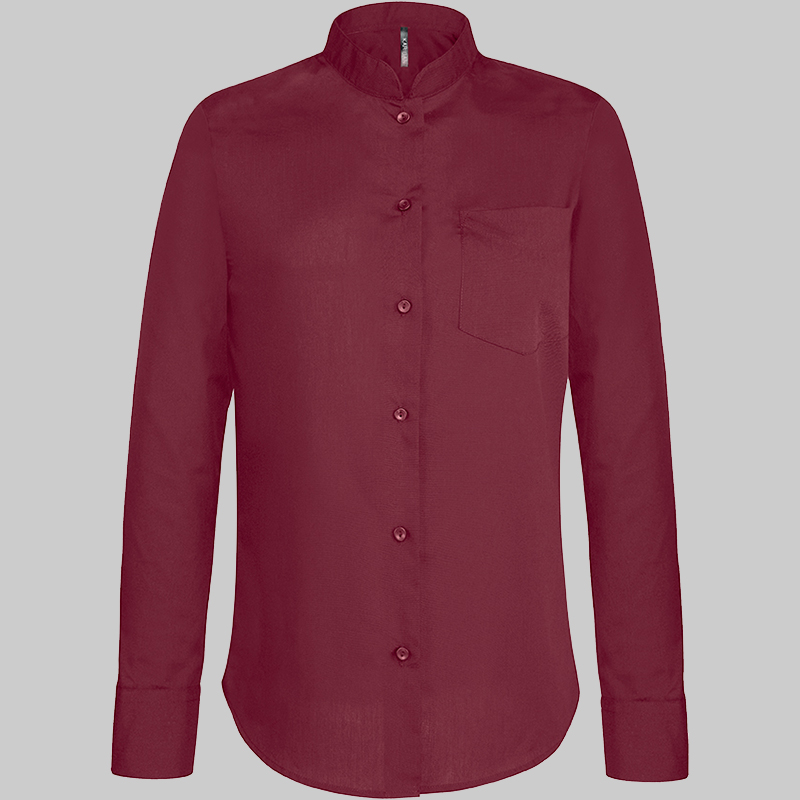 M2K514 - CAMISA DE SENHORA COM GOLA À PADRE MANGA COMPRIDA