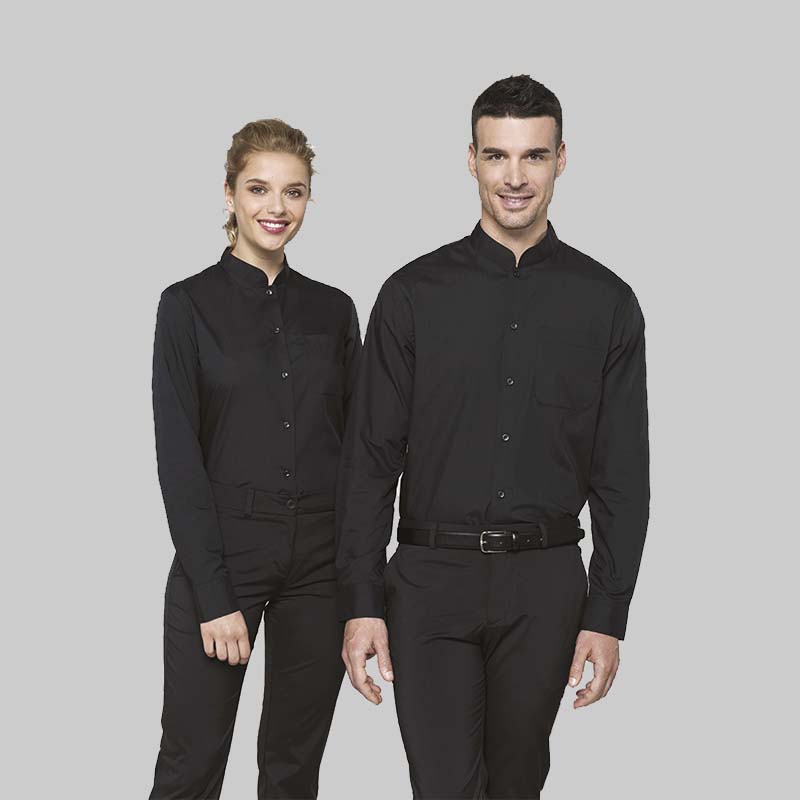 M2K514 - CAMISA DE SENHORA COM GOLA À PADRE MANGA COMPRIDA